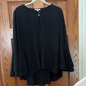 Halston Sheer Peplum Blouse